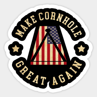 Make Cornhole Great Again Funny Cornhole American Flag Sticker